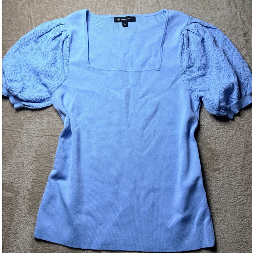 INC International Concepts Puff Sleeve Top Med Balletcore Feminine Soft Core
